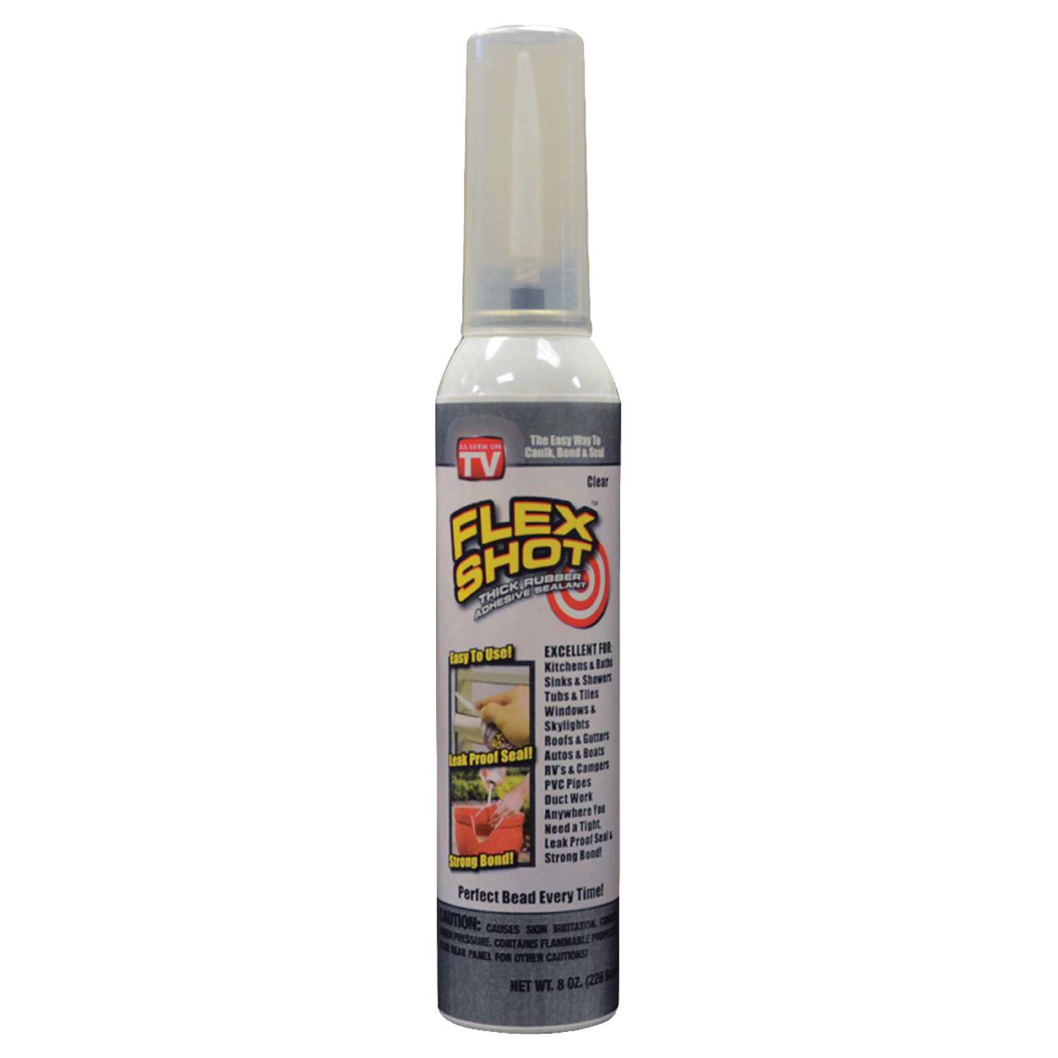 Flex Shot Clear Acrylic Rubber All Purpose Sealant 8 oz