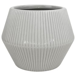 Trendspot Rena 6.5 in. H X 8 in. W X 8 in. D X 8 in. D Ceramic Planter Gray