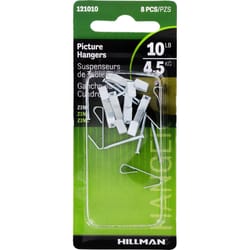 HILLMAN Zinc Silver Conventional Picture Hanger 10 lb 8 pk