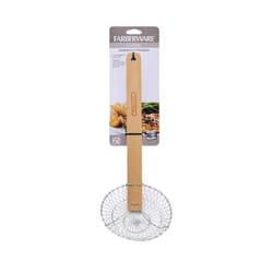 Farberware Tan/Silver Bamboo/Stainless Steel Asian Strainer