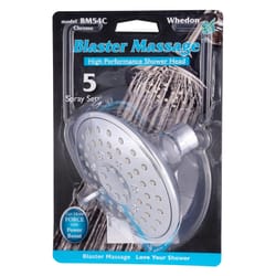 Whedon Blaster Massage Polished Chrome Plastic 5 settings Showerhead 2.5 gpm