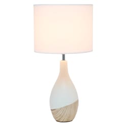 Simple Designs 19 in. White/Light Brown Table Lamp
