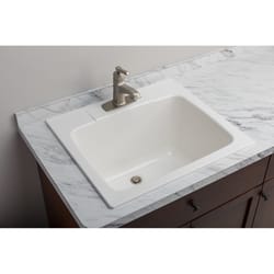 ASB 25-in x 25-in White Drop-In Laundry Sink with Faucet at