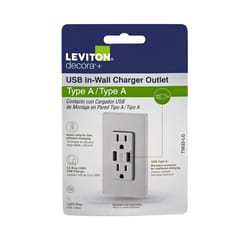 Leviton Decora 15 amps 125 V Duplex White Outlet and USB Charger 5-15R 1 pk