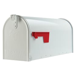 Architectural Mailboxes Elite Classic Galvanized Steel Post Mount White Mailbox