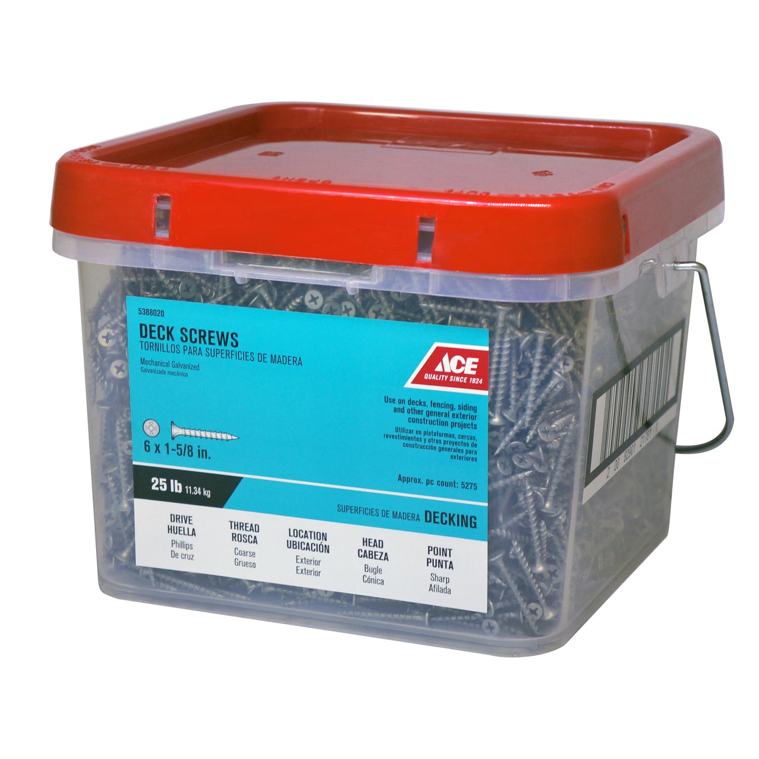 UPC 082901217817 product image for Ace 6 x 1-5/8in Deck Screw, 25lb Bucket Galvanized | upcitemdb.com