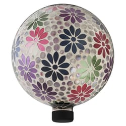 Alpine Multicolored Glass 12 in. H Mosaic Flower Gazing Ball