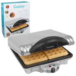 CucinaPro 4 waffle Silver Stainless Steel Belgian Waffle Maker