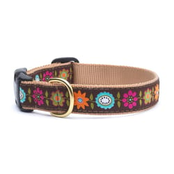 Up Country Brown Bella Floral Nylon Dog Collar Medium