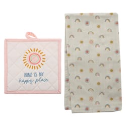 Karma Reese Multicolored Rainbow Cotton/Polyester Pot Holder and Tea Towel