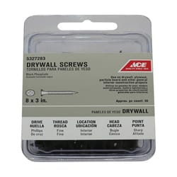 Ace No. 8 wire X 3 in. L Phillips Drywall Screws 50 pk