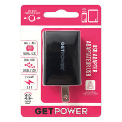 GetPower USB Wall Cell Phone Charger AC 2.4 mAh 1 pk