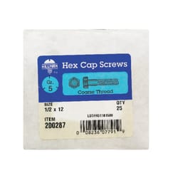 HILLMAN 1/2 in. D X 12 in. L Heat Treated Zinc Steel Hex Head Cap Screw 25 pk