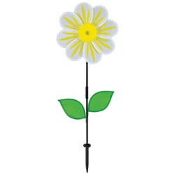 In The Breeze White Nylon 38 in. H Garden Stake Spinner