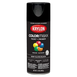 Krylon ColorMaxx Semi-Gloss Black Paint + Primer Spray Paint 12 oz
