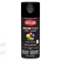 Krylon ColorMaxx Semi-Gloss Black Paint + Primer Spray Paint 12 oz