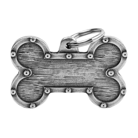 MyFamily Bronx Gray Bone Futuristic Aluminum Dog Pet Tags X Large