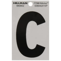 HILLMAN 3 in. Reflective Black Vinyl Self-Adhesive Letter C 1 pc