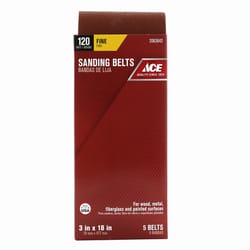 Ace 18 in. L X 3 in. W Aluminum Oxide Sanding Belt 120 Grit Fine 5 pc