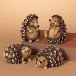 Gerson Brown Hedgehog with Glitter Figurine 4 in.
