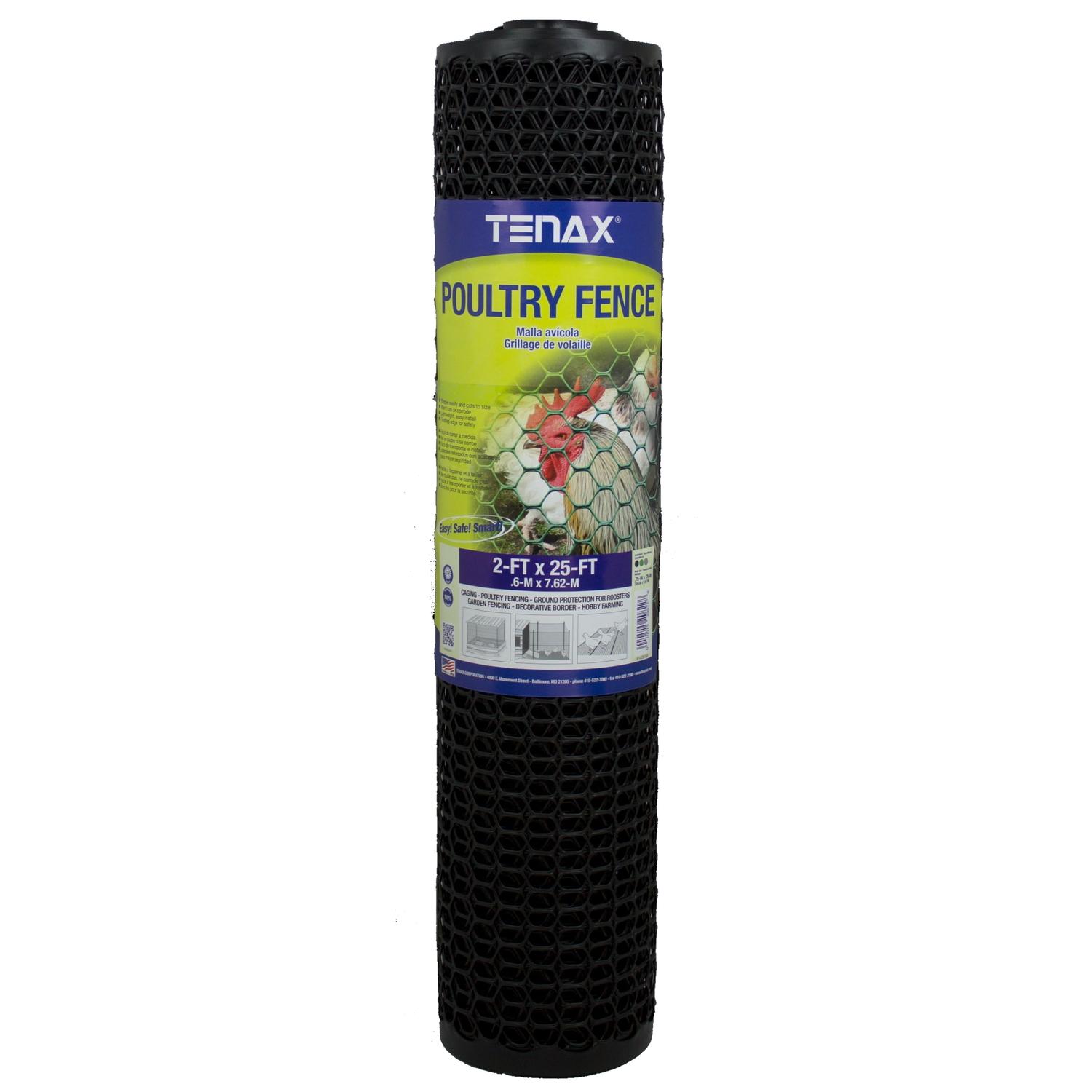 Tenax 3 ft. H X 25 ft. L 20 Ga. Black Poultry Fence