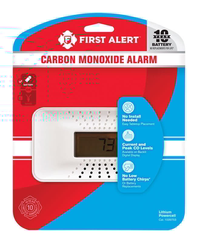 First Alert 248183 Carbon Monoxide Alarm with 10 Year Battery & Digital Temperature Display