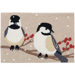 Jellybean 20 in. W X 30 in. L Multi-color Winterberries and Chickadees Polyester Accent Rug