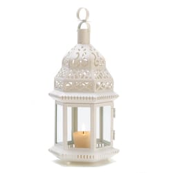 Gallery of Light 12.25 in. Glass/Metal White Lantern