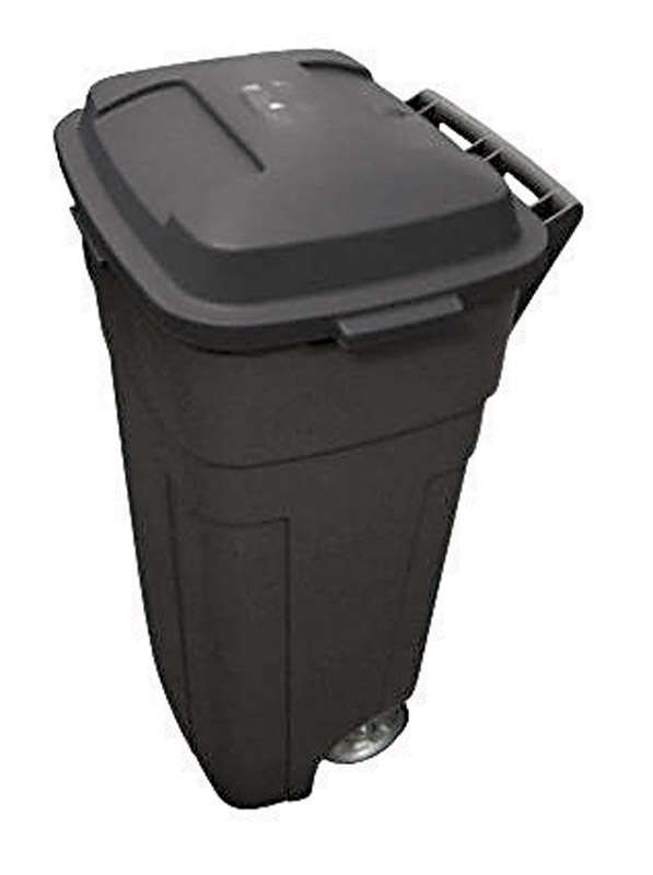 United Solutions 34 Gallon Plastic Wheeled Black Outdoor Trash Can 