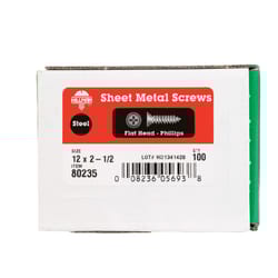 HILLMAN No. 12 Ga. X 2-1/2 in. L Phillips Flat Head Sheet Metal Screws 1 pk