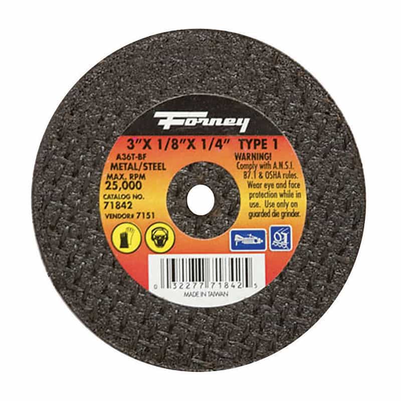 Forney 3 in. Aluminum Oxide Metal CutOff Wheel 1/8 in. x 1/4 in. 1 pc