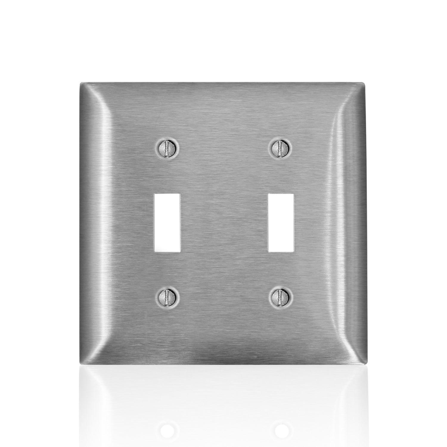 Leviton C-Series Satin Silver 2 gang Stainless Steel Toggle Wall Plate 1 pk - 00SL2-000 - Electrical Switches  sku 00SL2-000