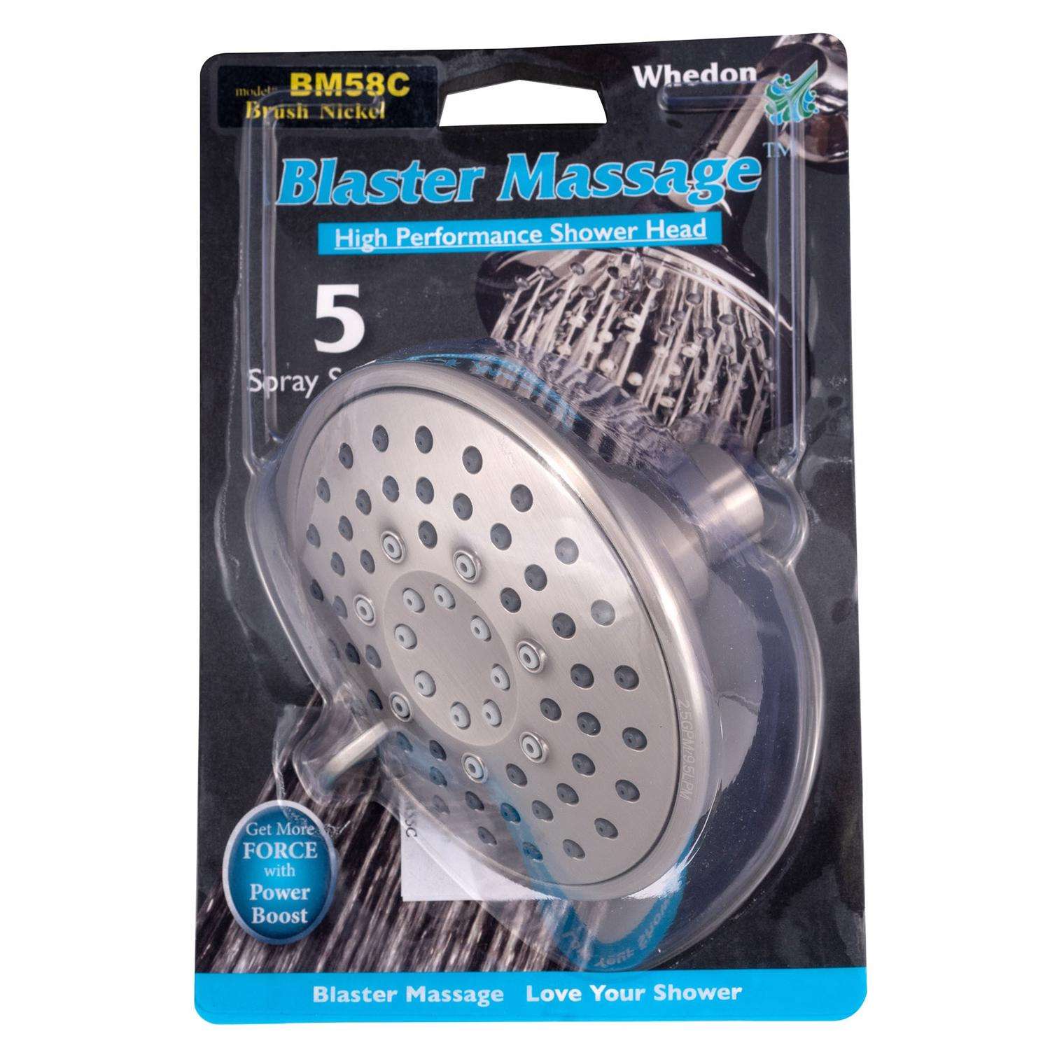 Whedon Blaster Massage Brushed Nickel Nickel 5 settings Wallmount