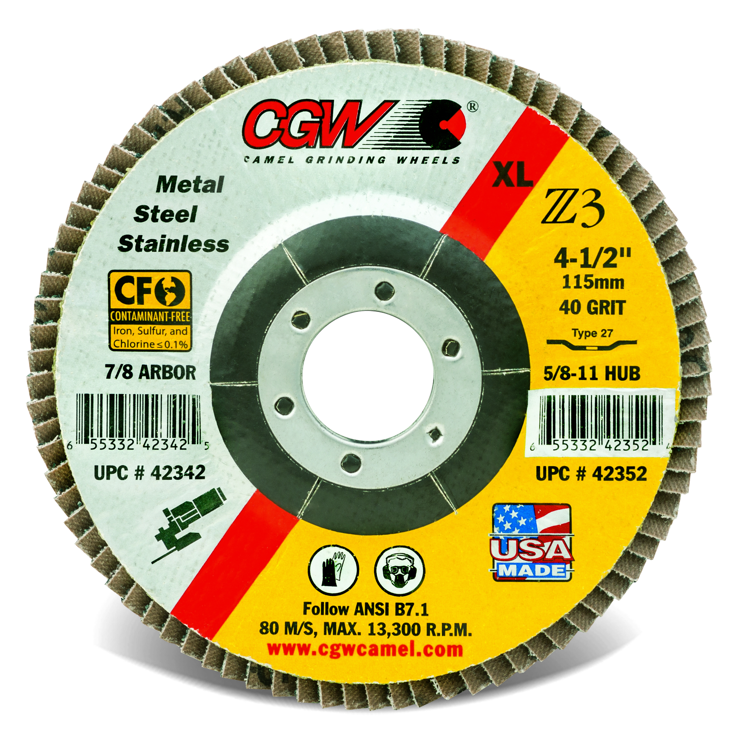 CGW 4-1/2 in. D X 5/8-11 in. Zirconia Flap Disc 40 Grit 1 pc - Ace Hardware