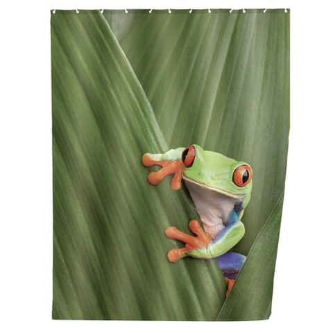 Wenko 79 in. H X 71 in. W Green Frog Shower Curtain W/Hooks