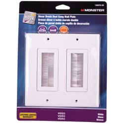 Monster Just Hook It Up White 2 gang Plastic Home Theater Brush Wall Plate 1 pk