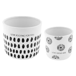 Karma Gifts Milo Ceramic Rooting For You Flower Pot Black/White