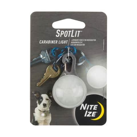 Nite Ize SpotLit 2.12 in. D Stainless Steel White Carabiner w/LED Light Key Holder Nite Ize SpotLit 2.12 in. D Stainless Steel White Carabiner w/LED Light Key Holder