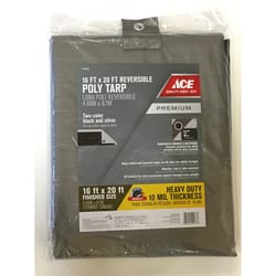 Ace 16 ft. W X 20 ft. L Heavy Duty Polyethylene Tarp Black/Silver