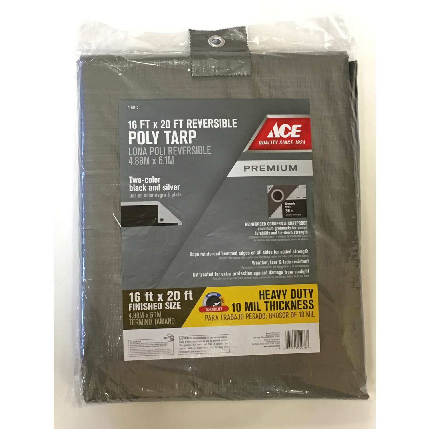 Ace 16 ft. W X 20 ft. L Heavy Duty Polyethylene Tarp Black/Silver Ace Hardware