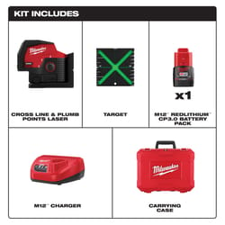 Milwaukee M12 2 beam Self Leveling Cross-Line Laser Kit 165 ft. 1 pc