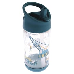 Stephen Joseph Flip Top 12 oz Blue BPA Free Construction Kids Water Bottle