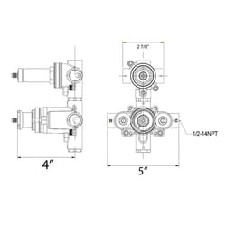 Huntington Brass Thermostatic Mixing Valve Universal 5 in. L X 4 in. W 1/2 in. Gold Brass 1 pc