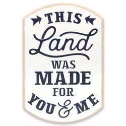 Open Road Brands 8 in. H X 6 in. W X 0.38 in. L Beige Wood This Land Was Made for You and Me Wall De