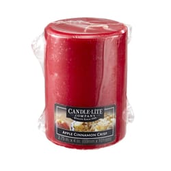 Candle Lite Red Apple Cinnamon Crisp Scent Pillar Candle