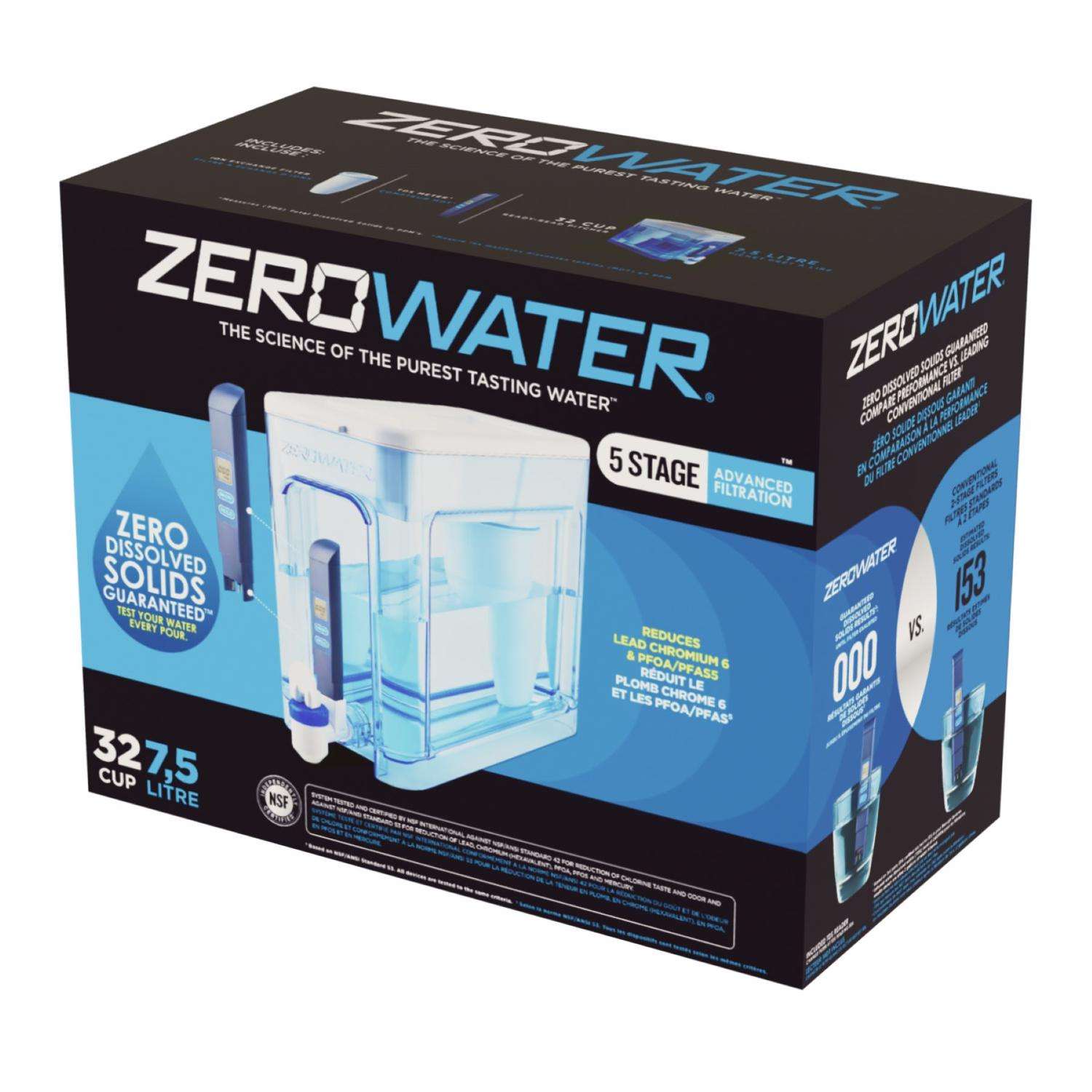 ZeroWater ReadyRead 32 cups Blue/White Water Filtration Dispenser
