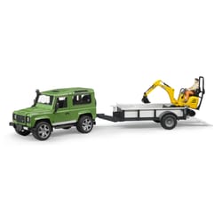 Bruder Land Rover Defender Truck with Excavator Toy Multicolored