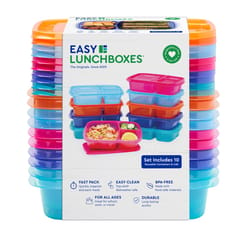 Bentgo Easy Lunch Boxes 3 compartments Jewel Bright Colors Snack Container 10 pk