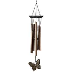 Woodstock Chimes Brown Aluminum/Wood 21 in. Butterfly Wind Chime