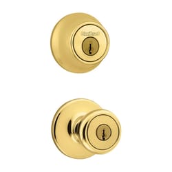 Kwikset Tylo Polished Brass Entry Lock and Single Cylinder Deadbolt 1-3/4 in.